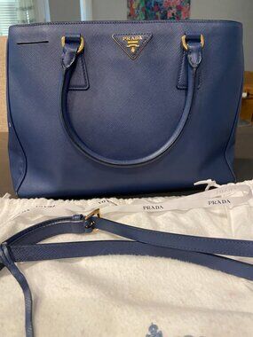PRADA Saffiano Lux - color bluette (true navy blue)